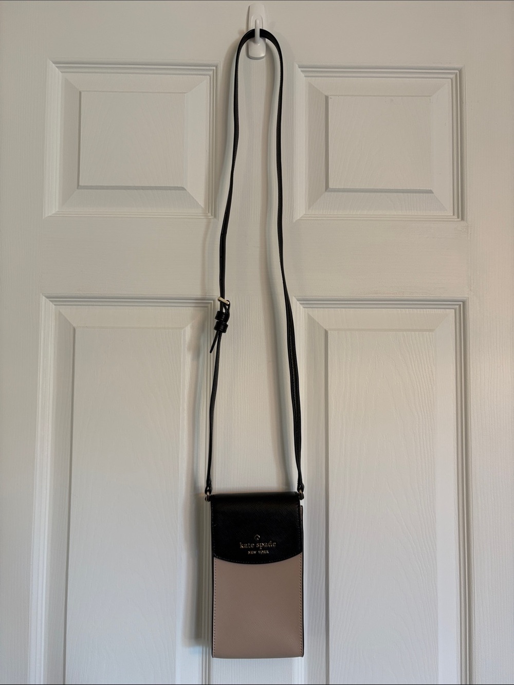 KATE SPADE Two-Tone Black and Taupe Crossbody Phone Pouch